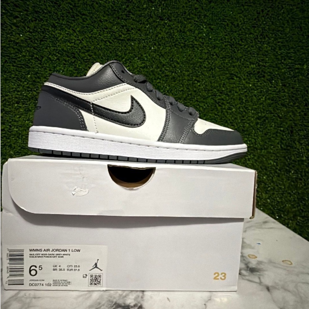 Nike Gray and White Sneakers Air Jordan 1 Low